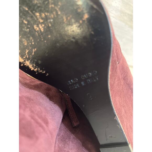 Massimo Matteo Red Burgundy Suede Heel Ankle Boot Womens 9 Italian Leather Sleek - Picture 9 of 10